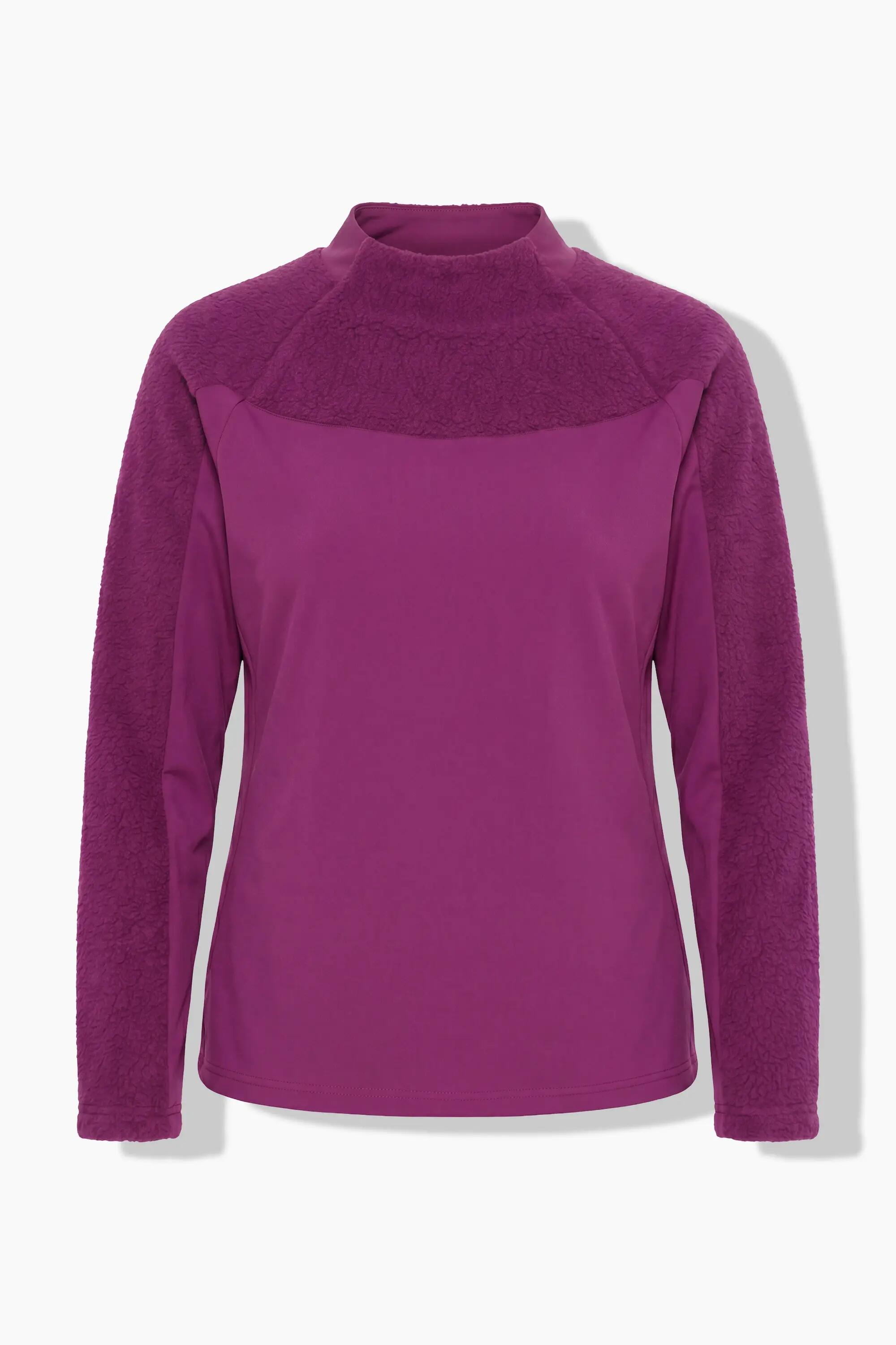 Dames Sweatshirt teddyfleece opstaande kraag lange mouwen duimgaten 7/8