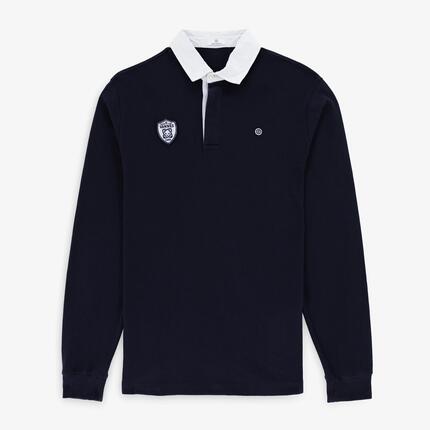 Polo rugby homme manches longues RC Vannes 100% coton bleu marine foncé