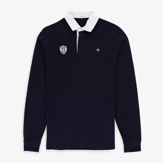 Polo rugby homme manches longues RC Vannes 100% coton bleu marine foncé