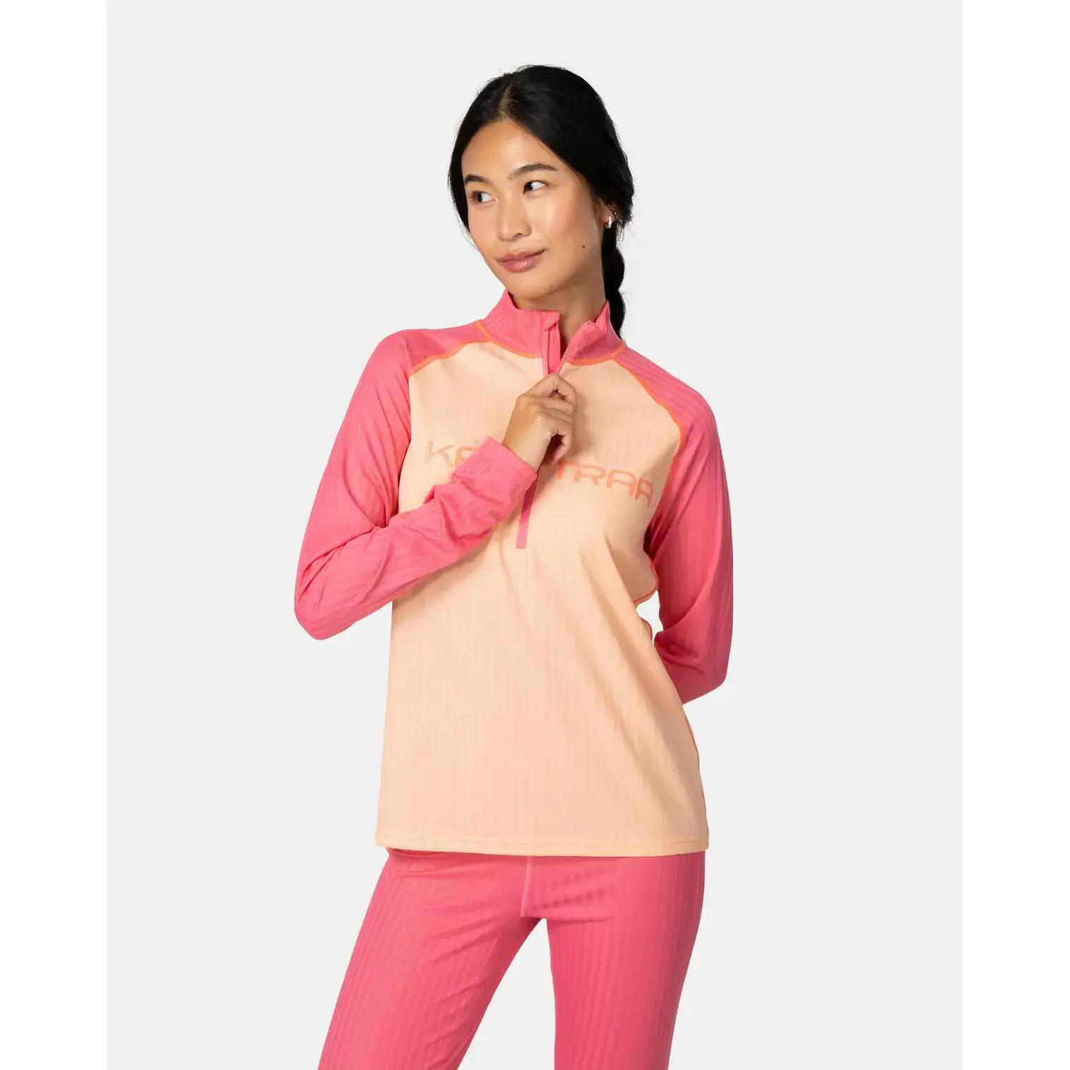 Dames ondershirt 1/2 rits lange mouwen Kari Traa Ella 3/5