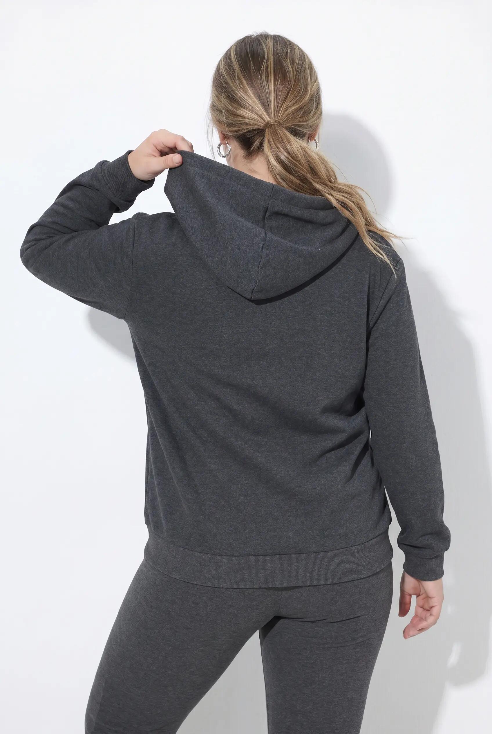 Dames Sweatjasje voering van imitatiebont capuchon lange mouwen 3/8