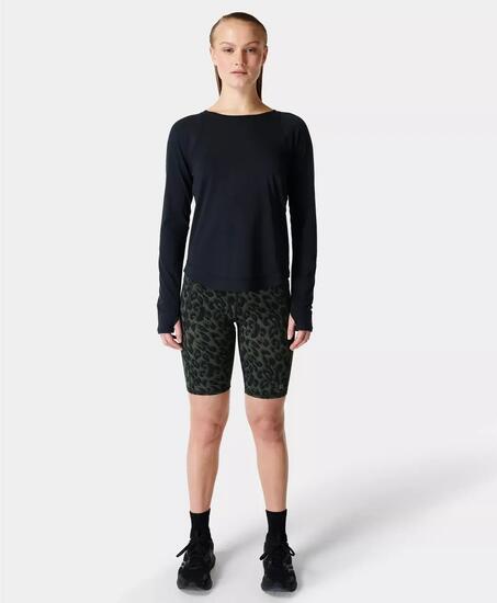 Sweaty Betty Breathe Easy Crewneck Wourkout Long Sleeve Top T-shirt ZWART S