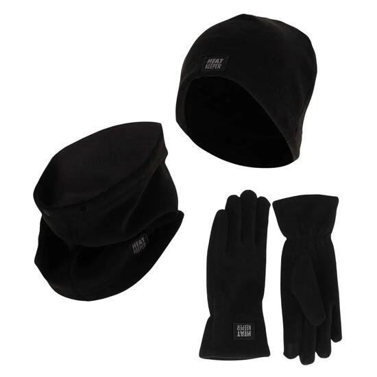 Ensemble d'Hiver Femme Polaire - Bonnet + Gants + Tour de Cou - Noir