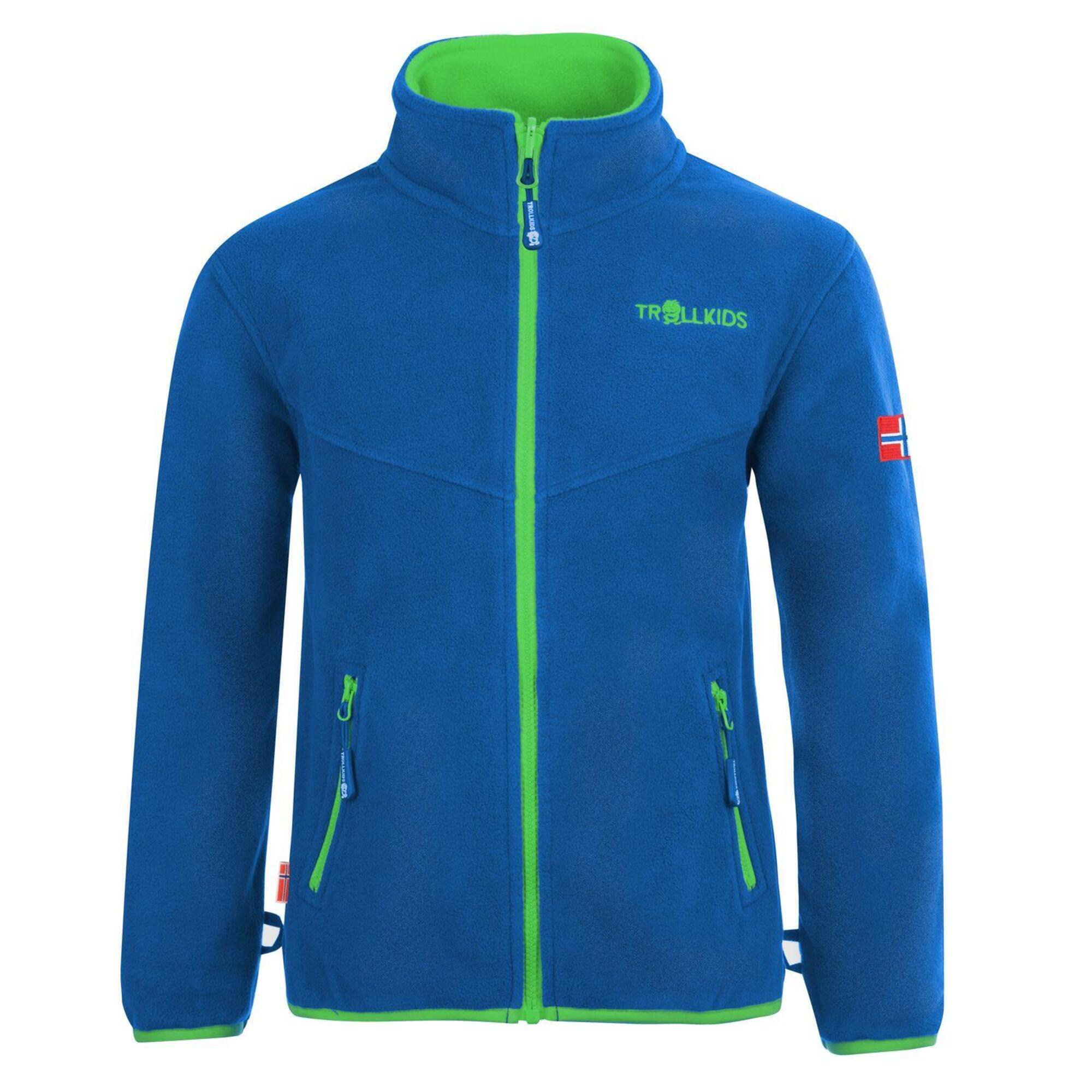 TROLLKIDS Kinder Fleece Jacke Oppdal XT Mittelblau / Hellgrün
