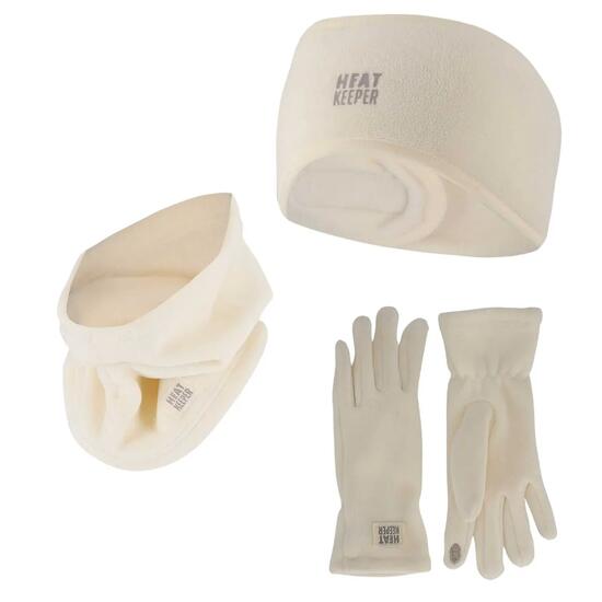 Winter-Set Damen Fleece - Stirnband + Handschuhe + Schlauchschal - Bordeaux