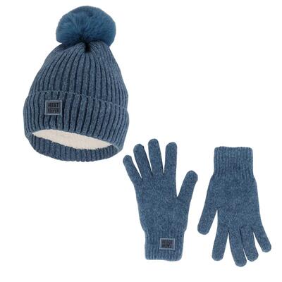 Dames winter thermo set - muts + handschoenen - beige