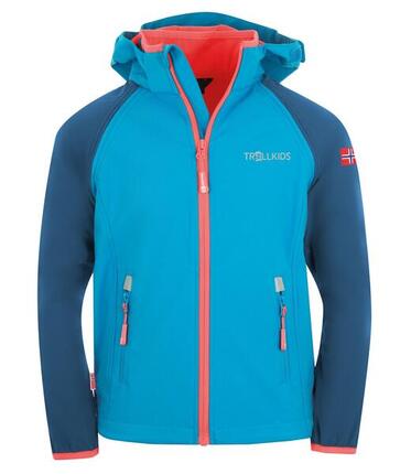 Veste softshell enfant Rondane déperlante rouge clair/bleu
