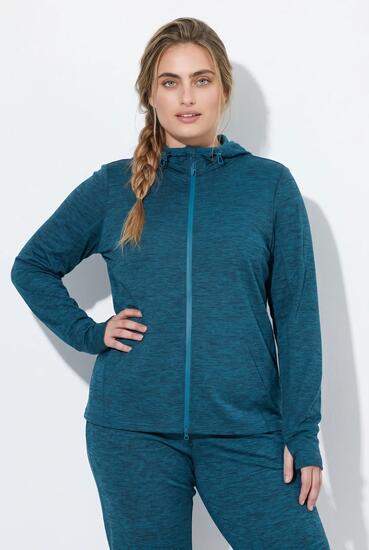 Damen Jacke Powerstretch Kapuze 2-Wege-Zipper