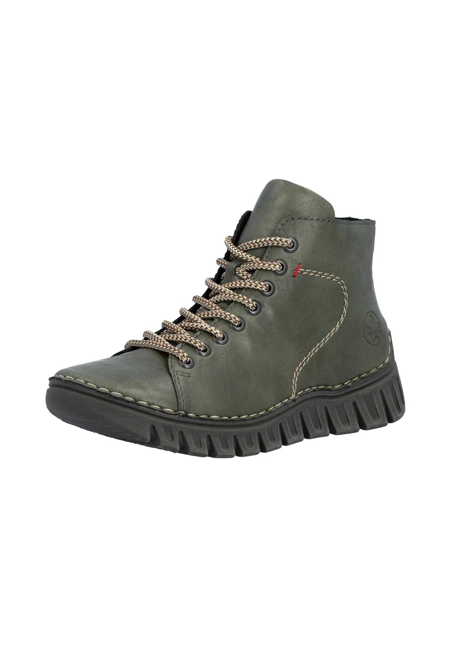 Rieker Damen Schnürstiefel Anflechter Machart Kunstleder Grün 7/7