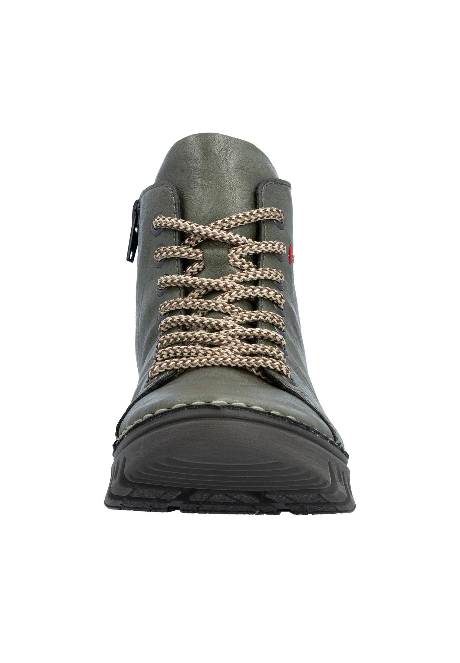 Rieker Damen Schnürstiefel Anflechter Machart Kunstleder Grün 5/7