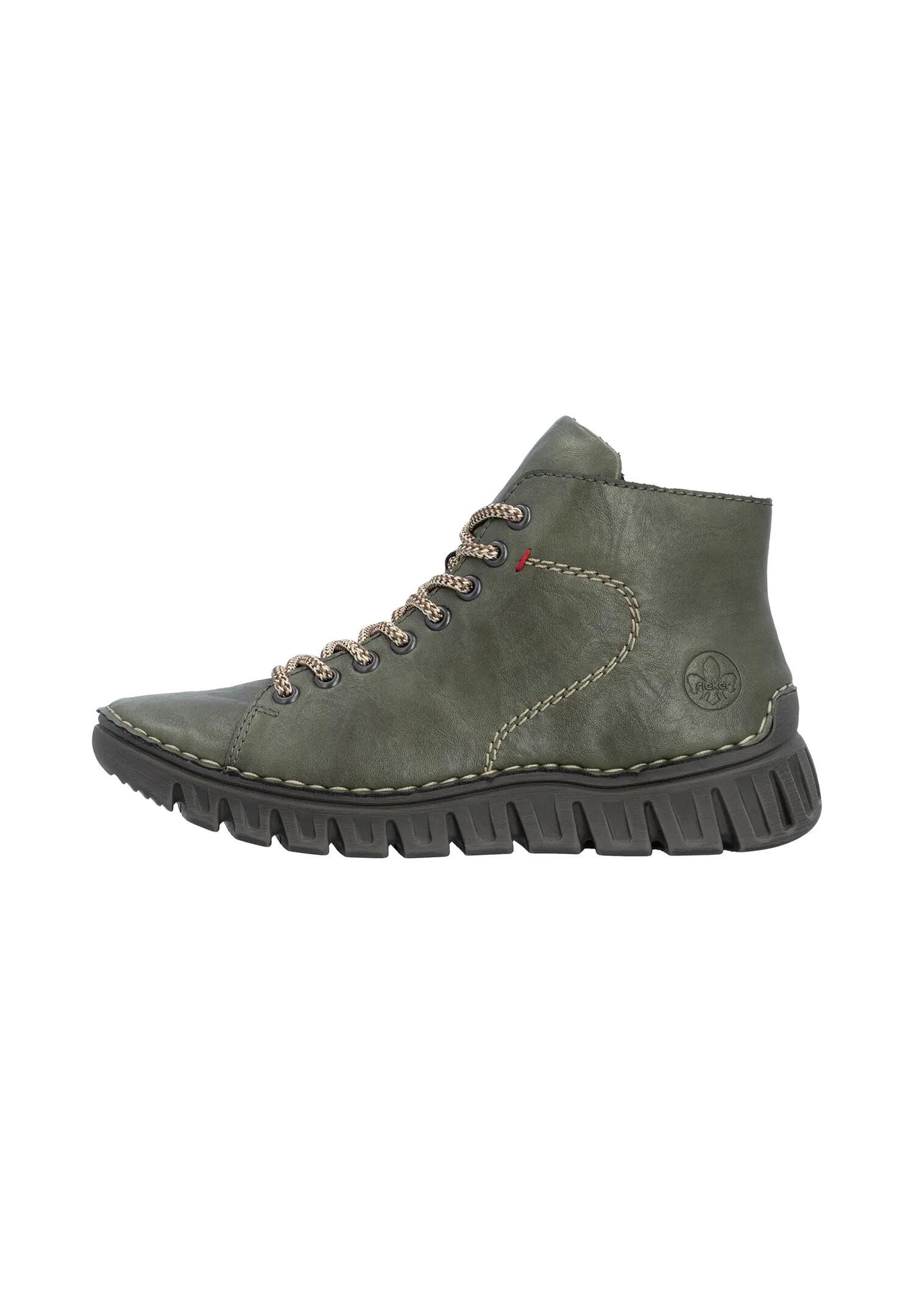 Rieker Damen Schnürstiefel Anflechter Machart Kunstleder Grün 4/7