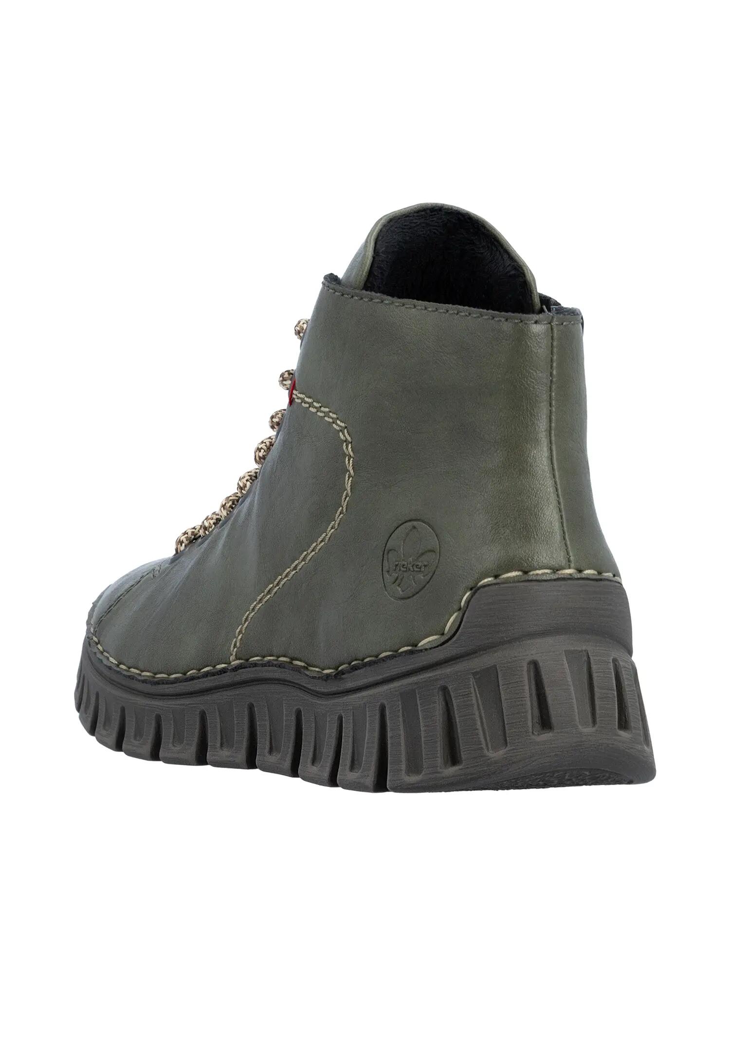 Rieker Damen Schnürstiefel Anflechter Machart Kunstleder Grün 2/7