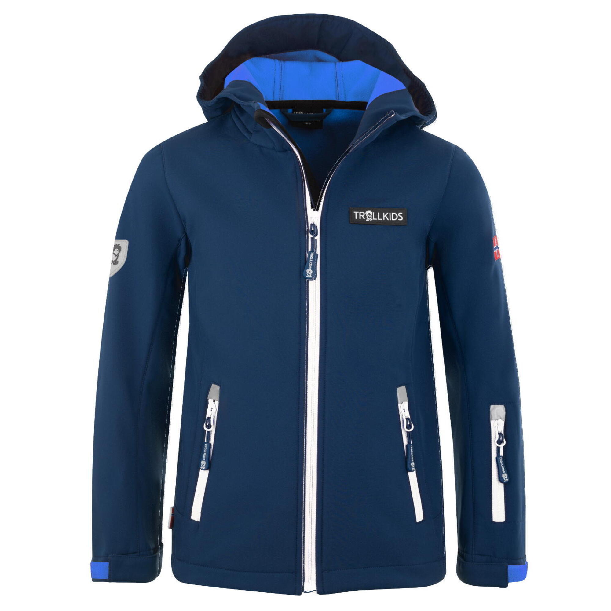 TROLLKIDS Kinder Softshell Jacke Oslofjord Marineblau/Weiß