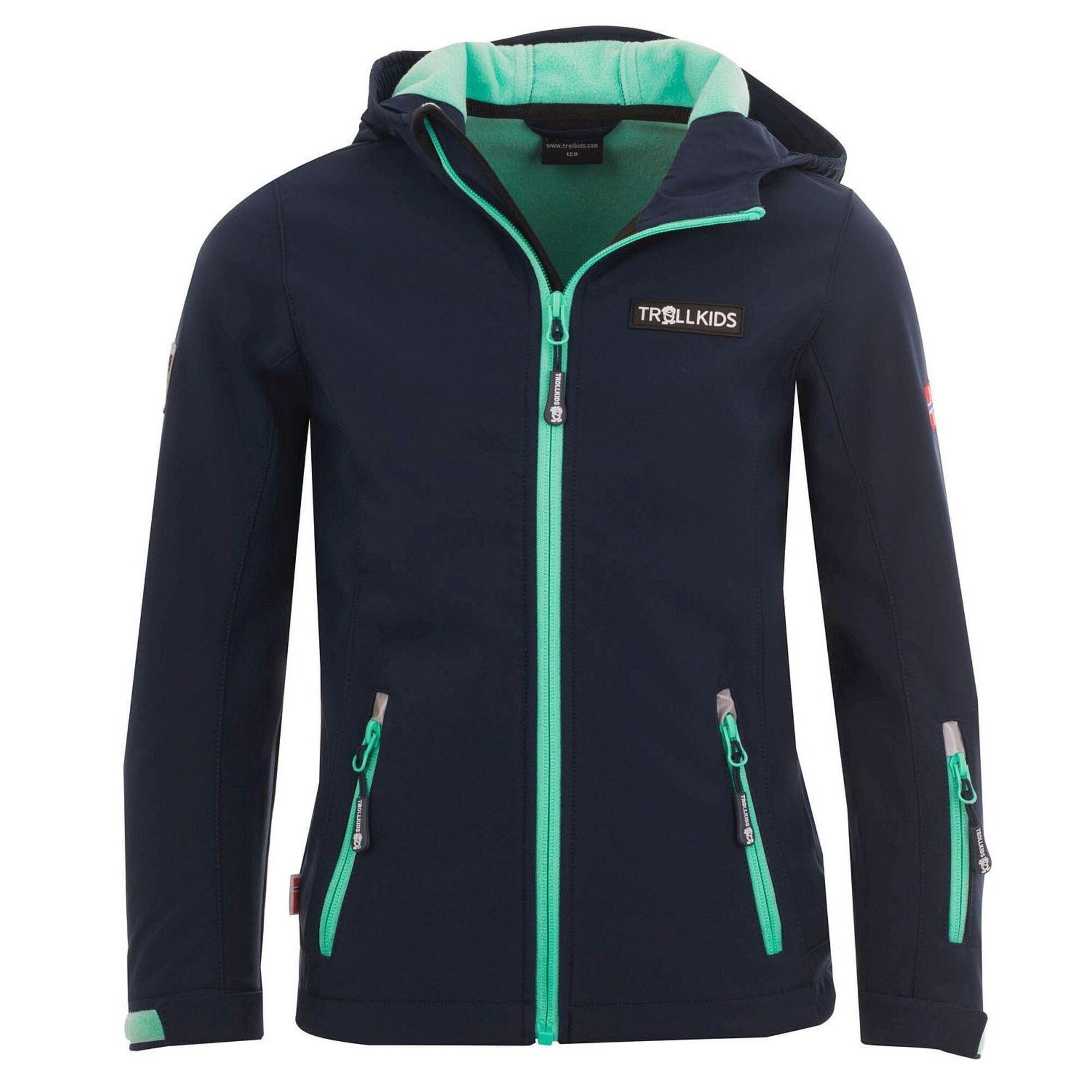 TROLLKIDS Kinder Softshelljacke Oslofjord Marineblau/Türkis