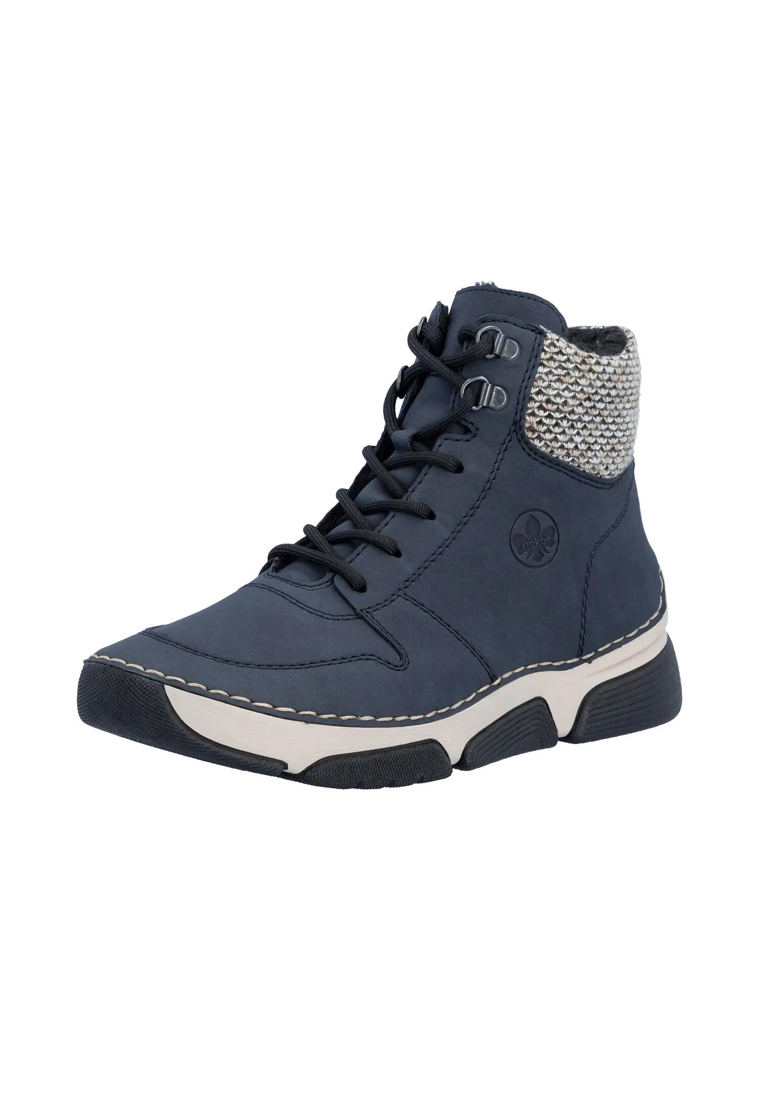Rieker Damen Schnürstiefel Kunstleder Warmfutter Keilabsatz Blau 7/7