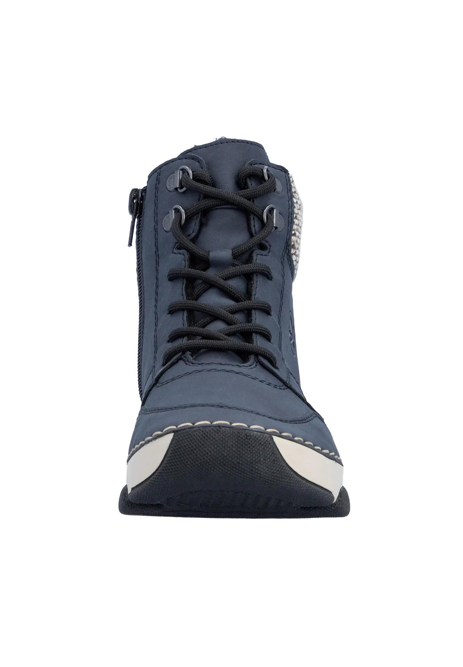 Rieker Damen Schnürstiefel Kunstleder Warmfutter Keilabsatz Blau 5/7