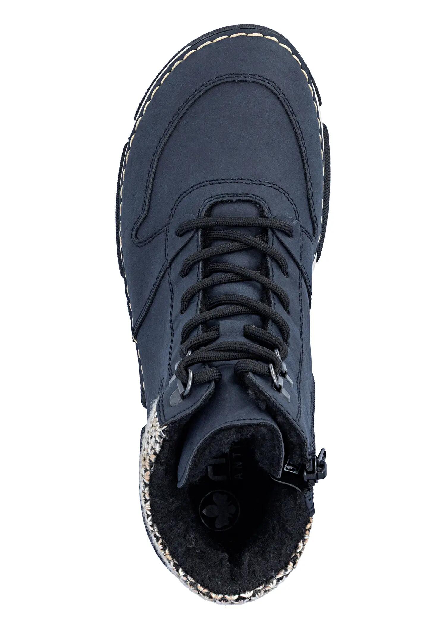 Rieker Damen Schnürstiefel Kunstleder Warmfutter Keilabsatz Blau 3/7