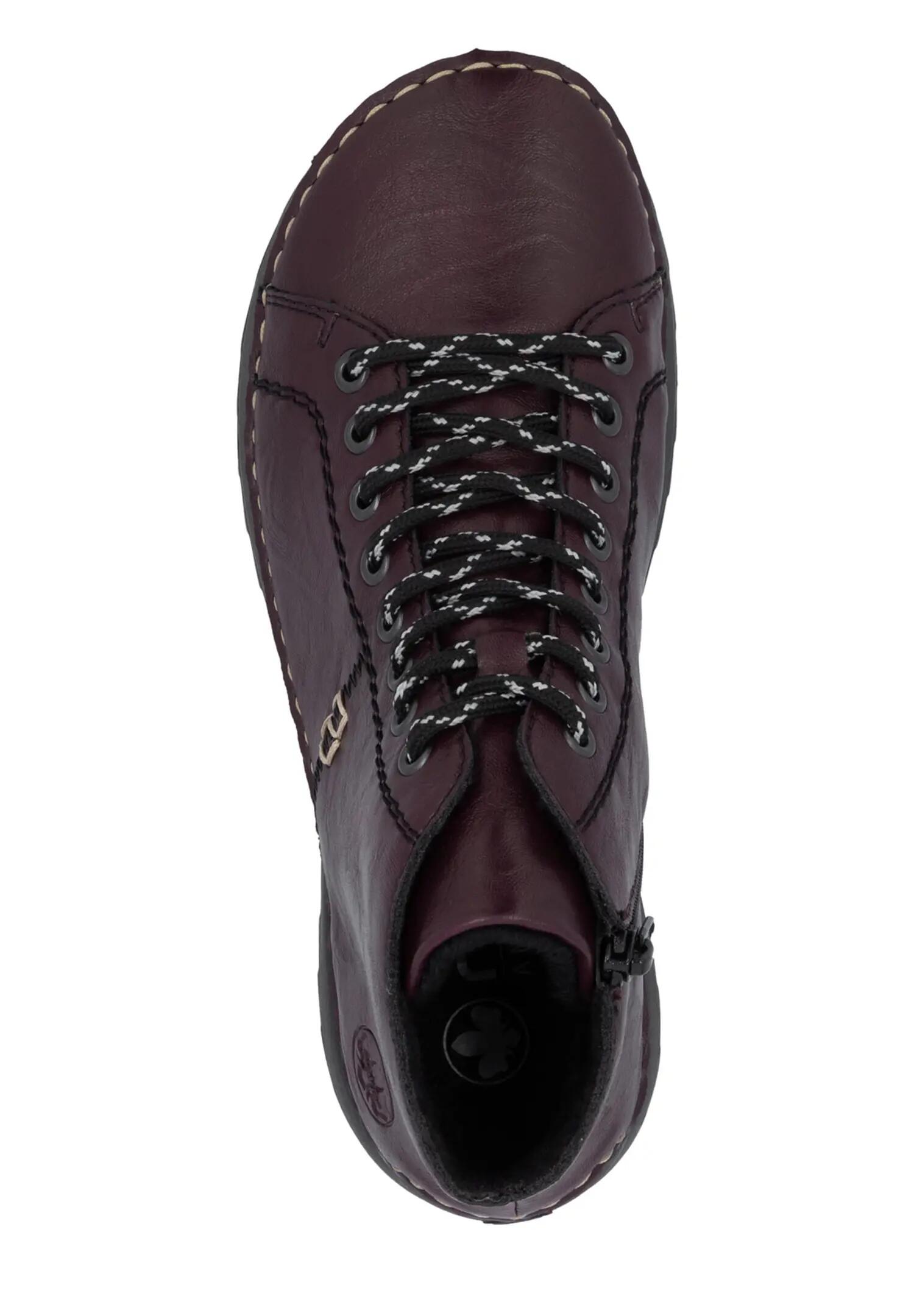 Rieker Damen Schnürstiefel Kunstleder Keilabsatz Rot 2/4