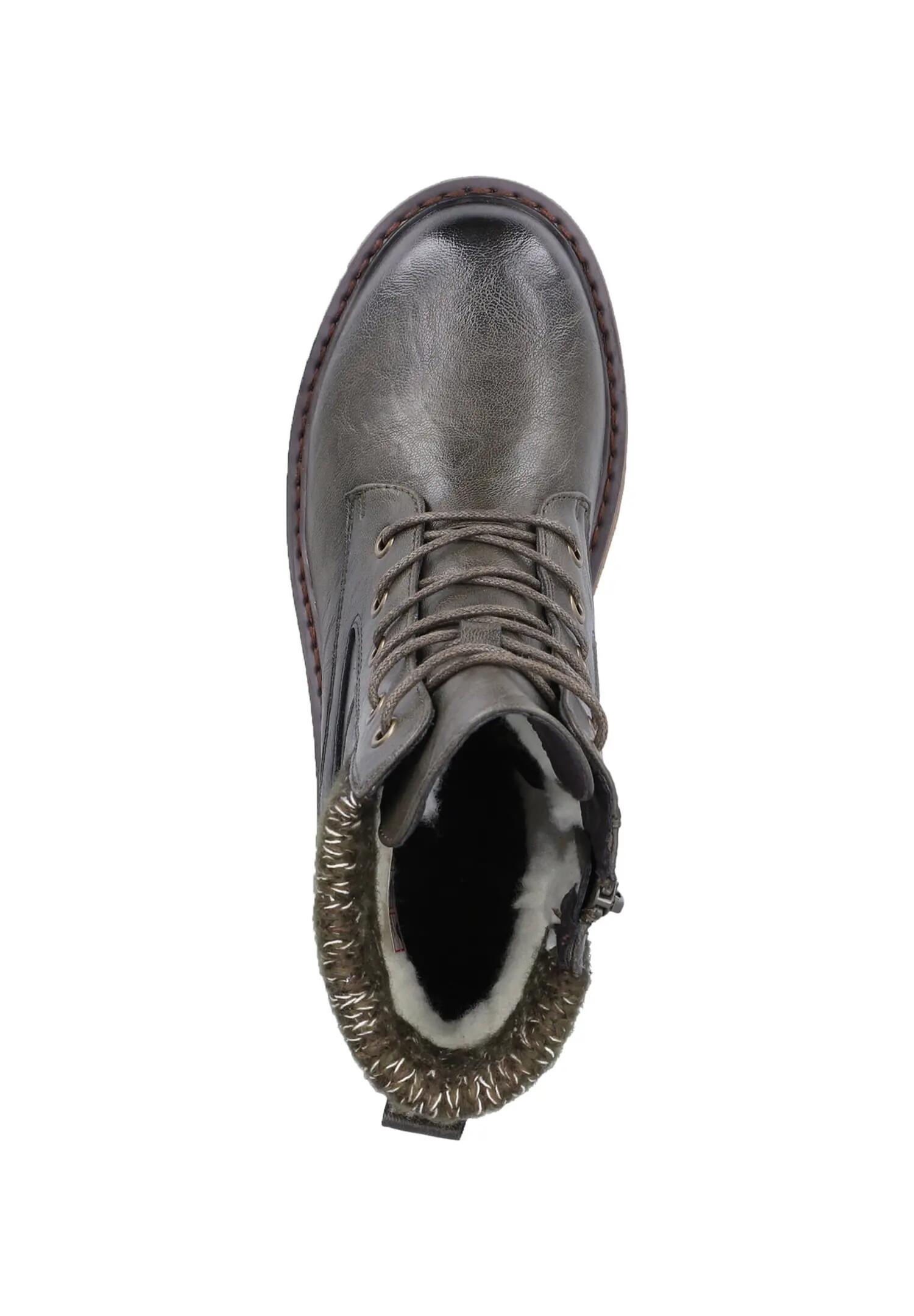 Rieker Damen Schnürstiefel Kunstleder Warmfutter Komfortweite Grün 2/5
