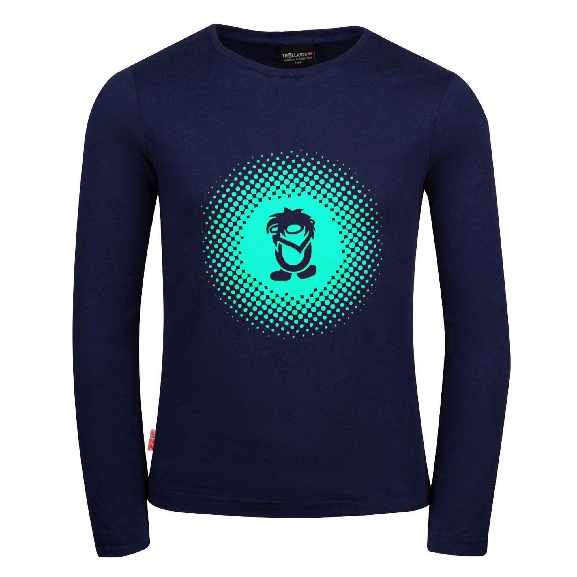 TROLLKIDS Kinder Longsleeve Pointillism Marineblau/Minze
