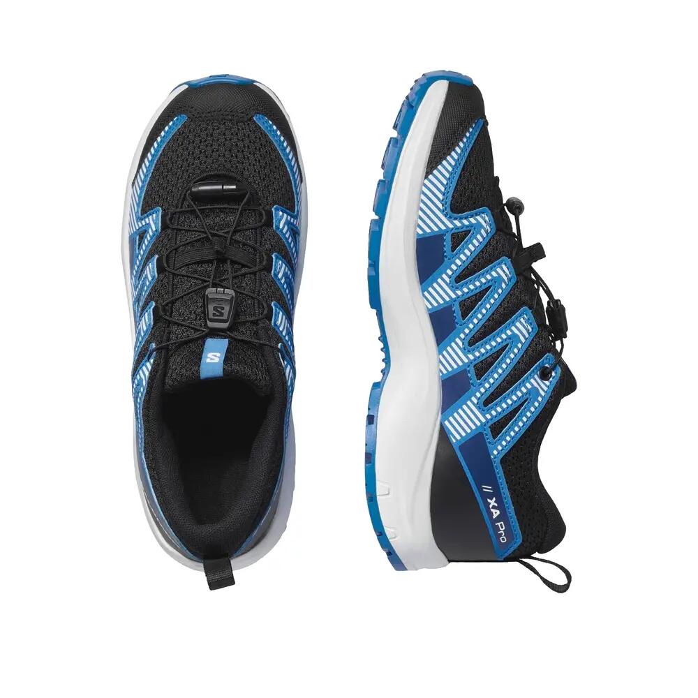 Trail schoenen Salomon XA Pro V8 J Zwart/Wit/Blauw 3/4