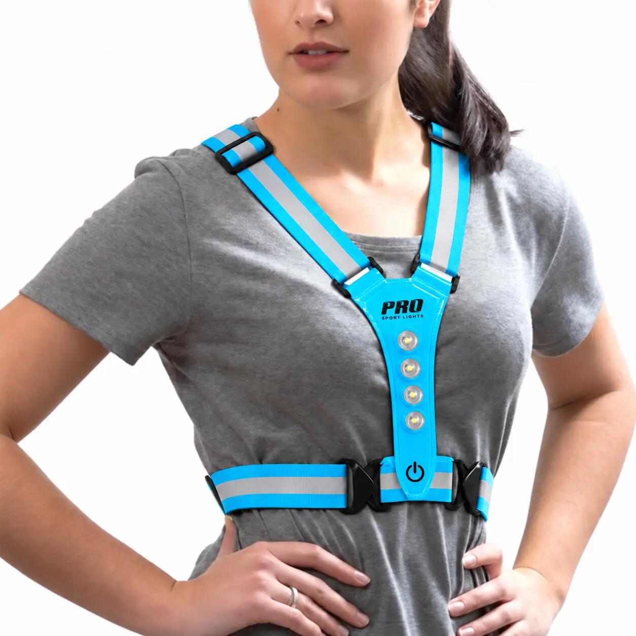 Running Vest with Lights and Reflectors, Light Blue 2/6