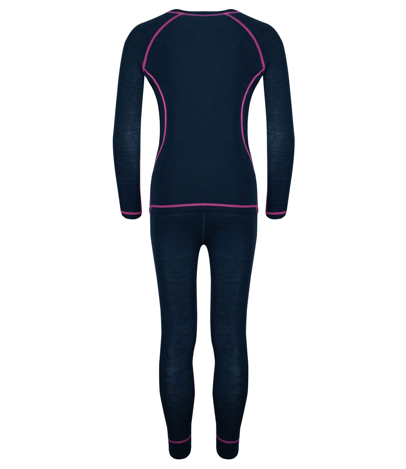 Ensemble de sous-vêtements enfants Merino Bleu marine / Magenta 2/5