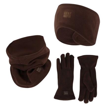 Winter-Set Damen Fleece - Stirnband + Handschuhe + Schlauchschal - Bordeaux
