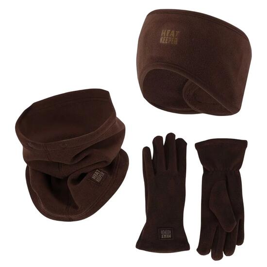 Winter-Set Damen Fleece - Stirnband + Handschuhe + Schlauchschal - Bordeaux