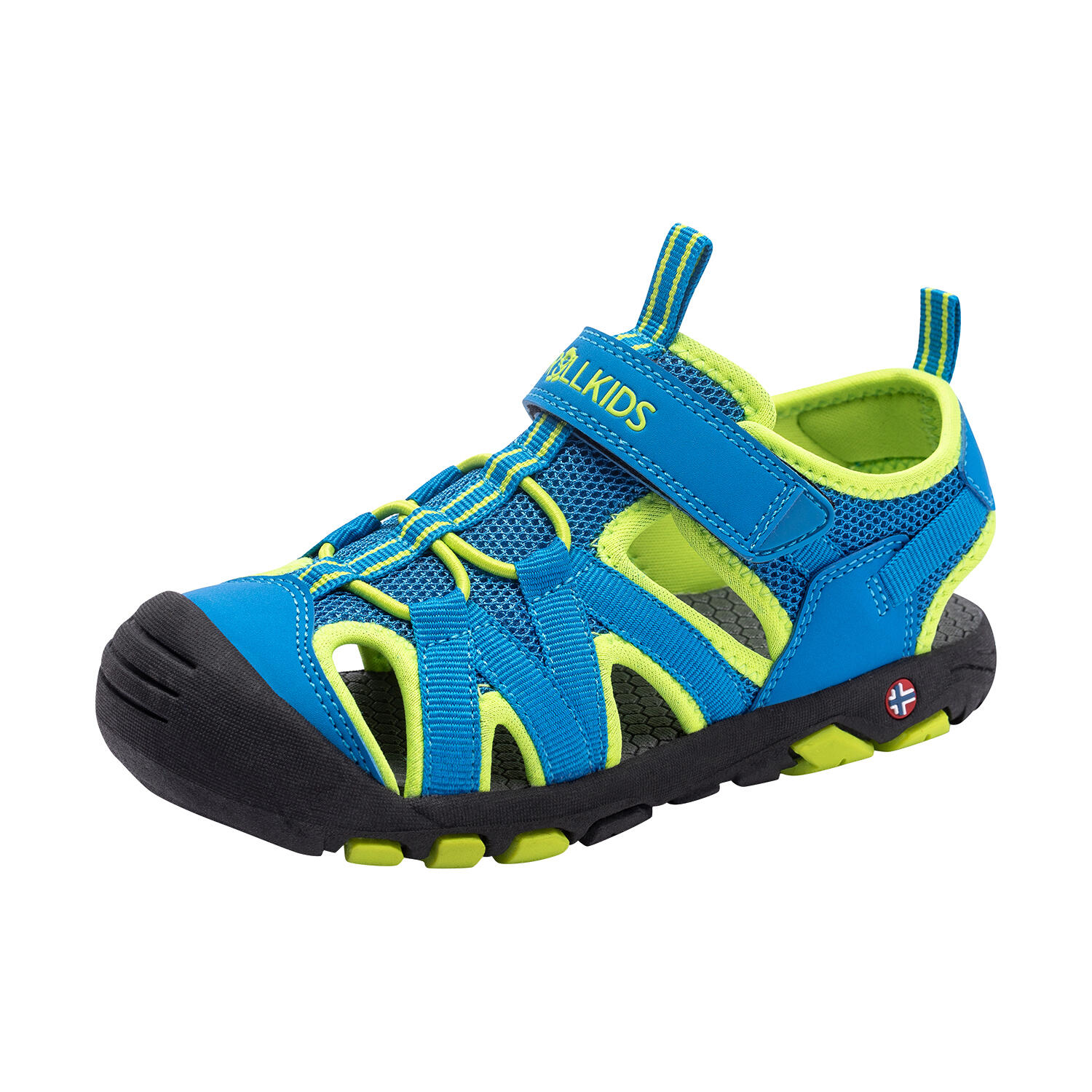 Children's outdoor sandal Stavanger medium blue/lemon green