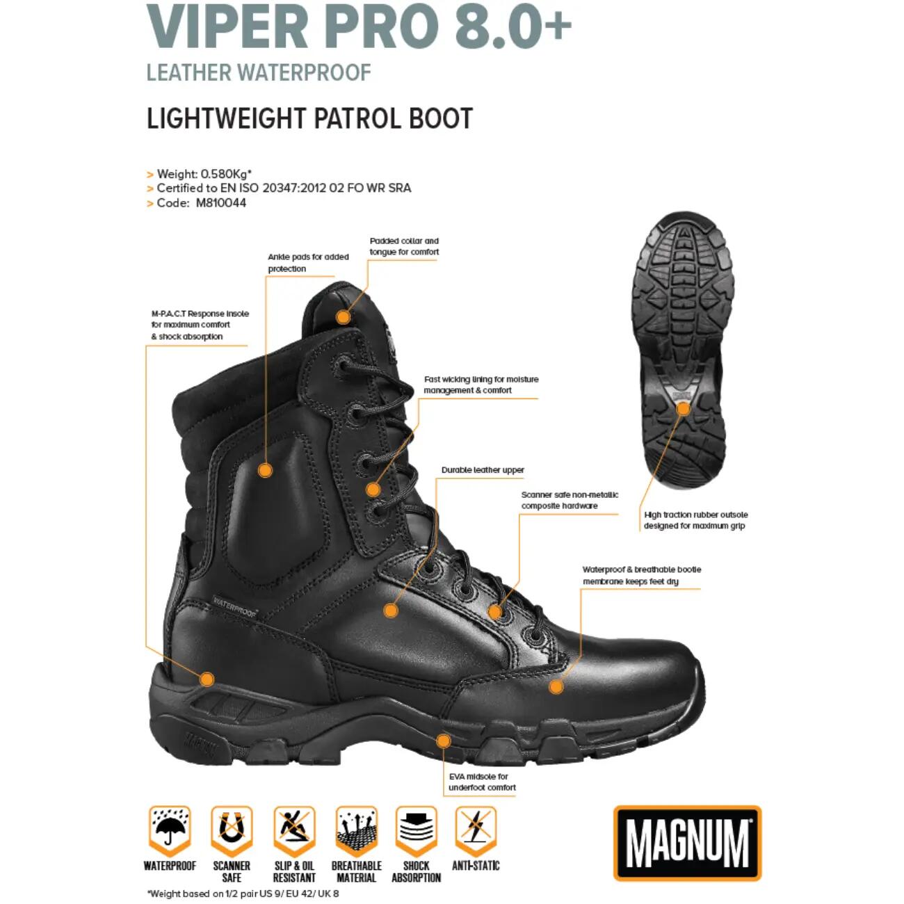 Magnum MAGNUM uniformschoenen heren -Viper Pro 8.0 Leather En + - Waterproof - 6/7