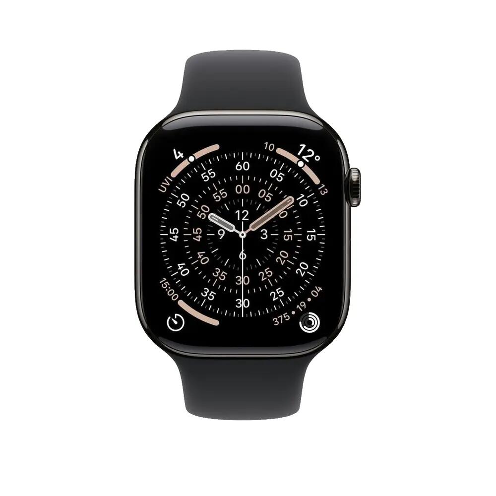 Apple Watch Series 11 Titanium Slate con cinturino sportivo nero 8/8