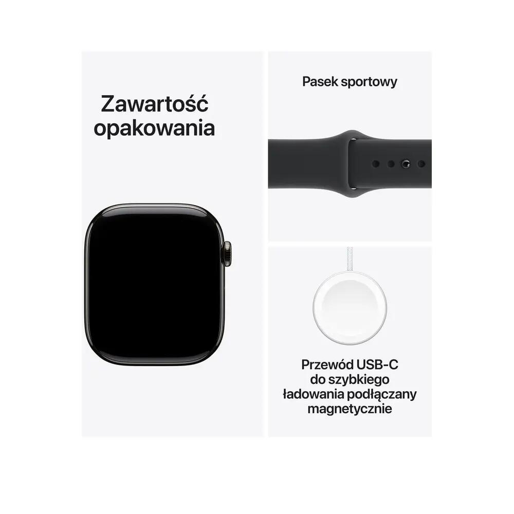 Apple Watch Series 11 Titanium Slate con cinturino sportivo nero 2/8