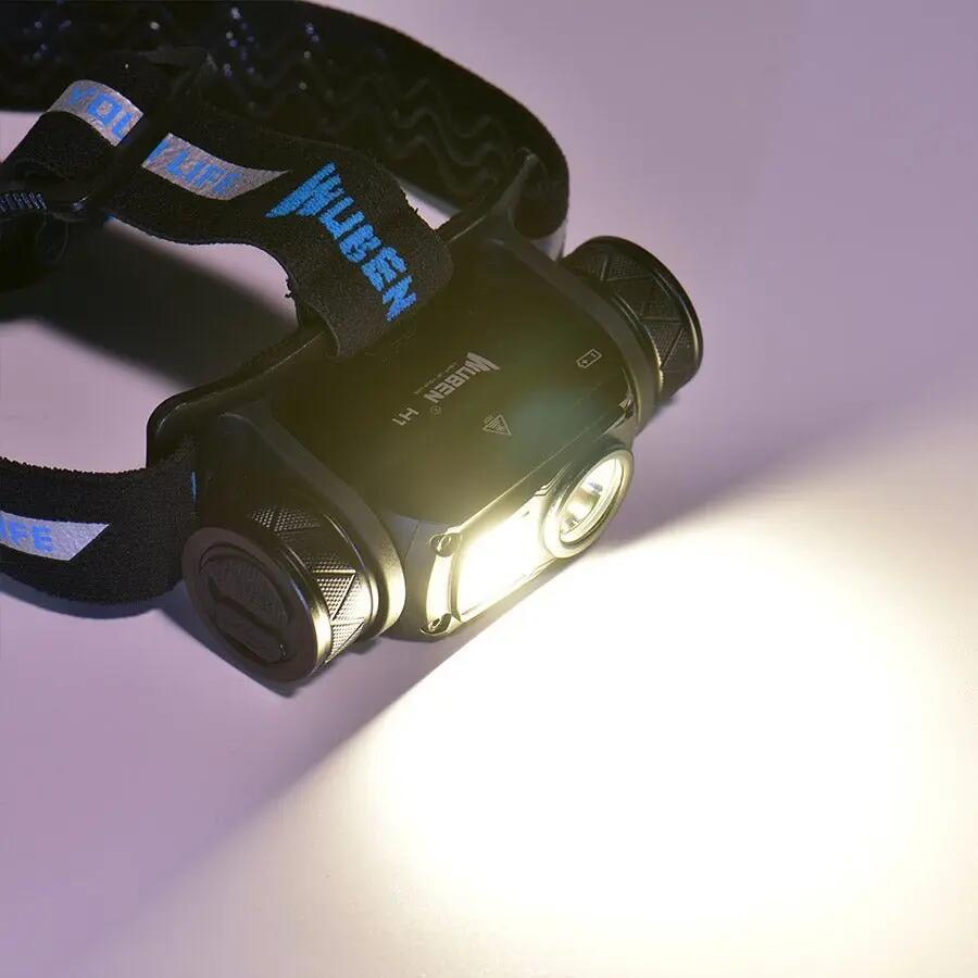 Wandelen – Oplaadbare hoofdlamp, 1200 lm, Zwart – WUBEN H1 6/15