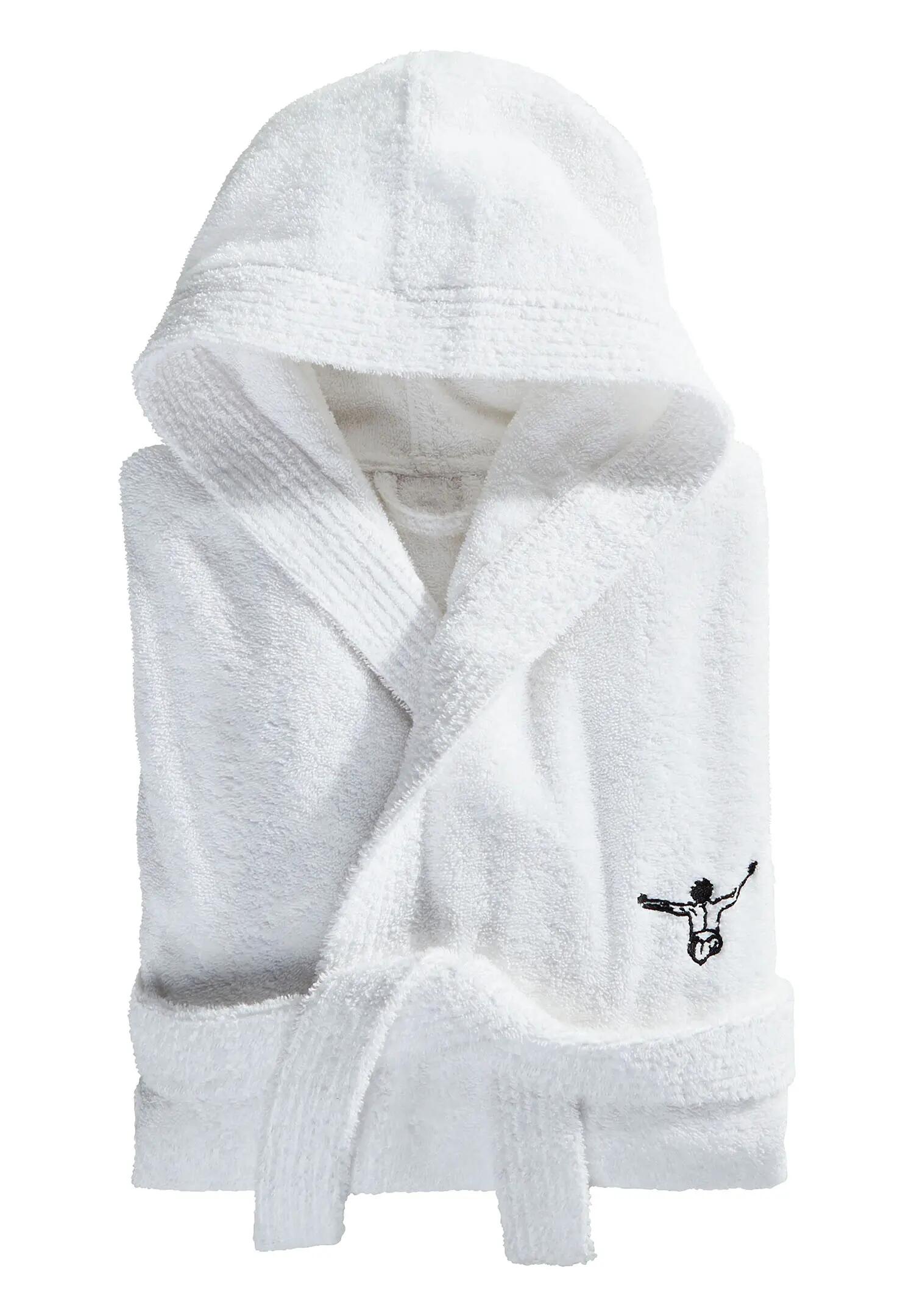 Chiemsee Unisex Bademantel mit Kapuze 100% Baumwolle weiss 6/7