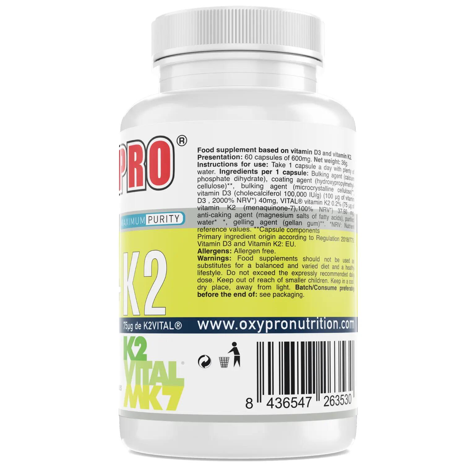 OXYPRO Vitamina D3 + K2 MK7 K2VITAL® MK7 4000 UI – 60 cápsulas 2/3