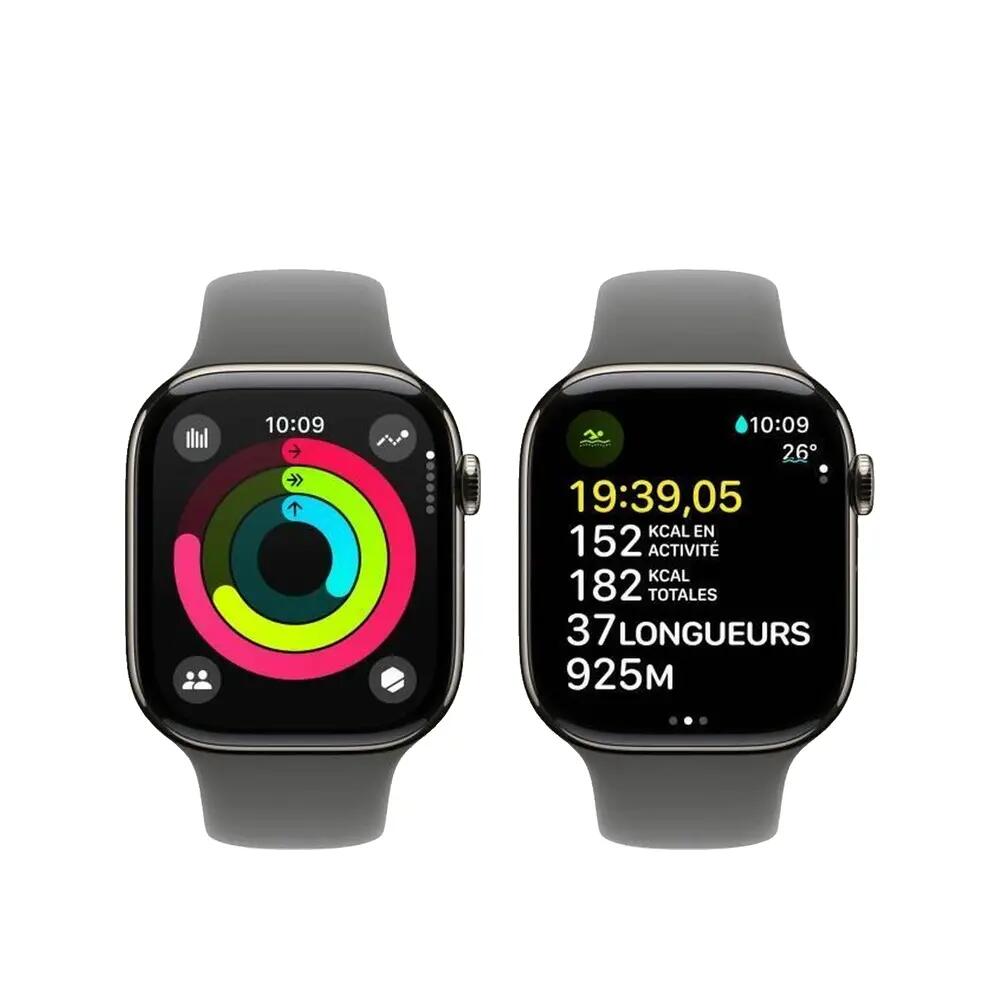 Montre connectée Apple Series 10 en titane naturel Gris 3/6