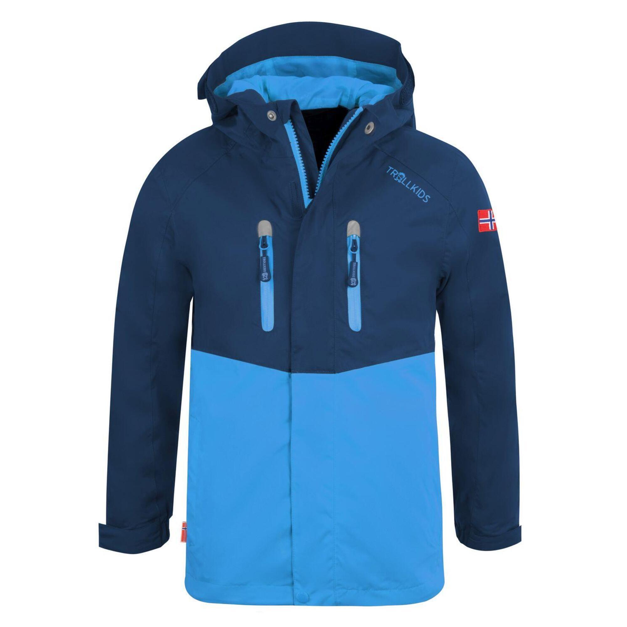 TROLLKIDS Kinder Regenjacke Nusfjord Wasserdicht Marineblau / Mittelblau