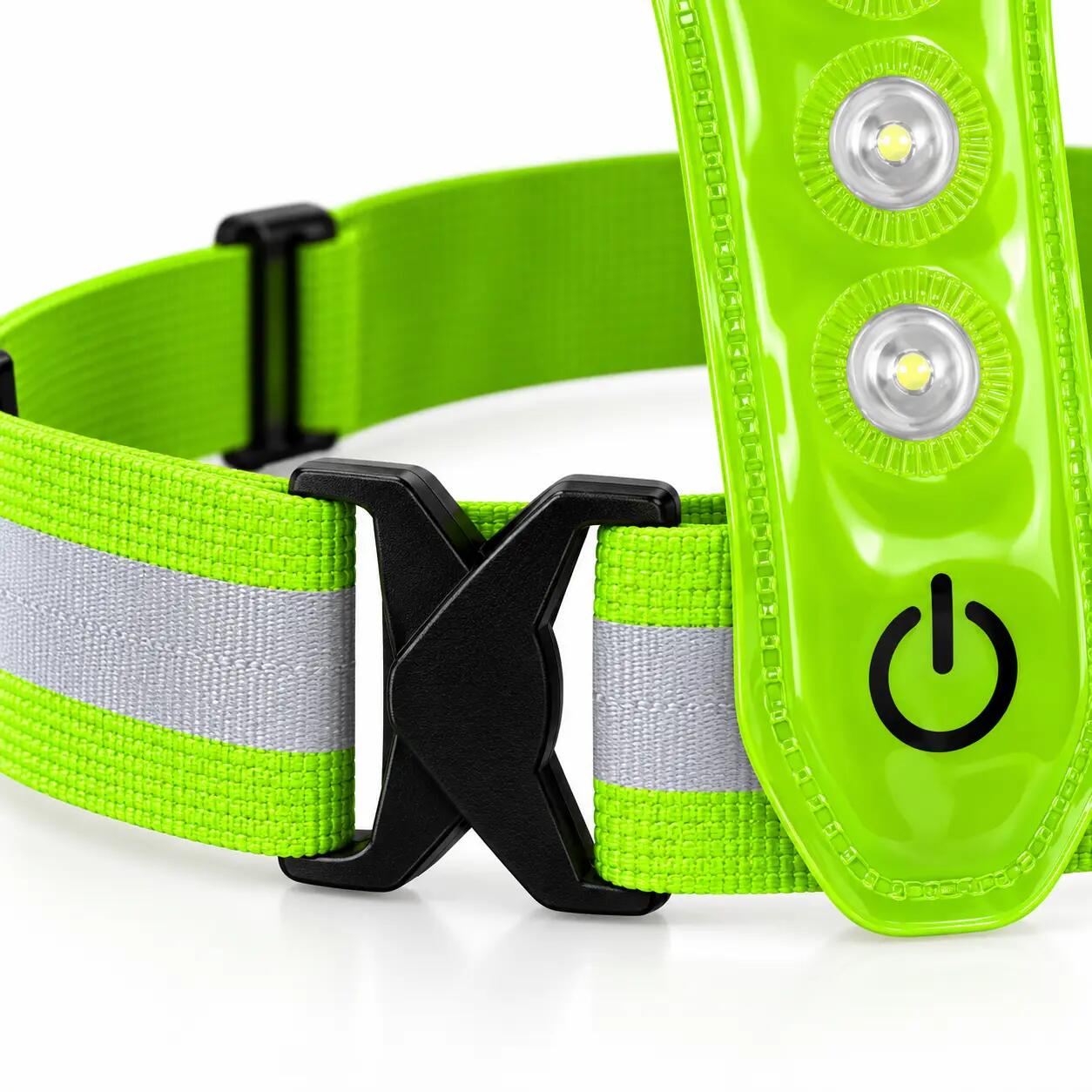 Gilet de course à pied avec éclairage et bandes réfléchissantes, jaune fluo 3/6