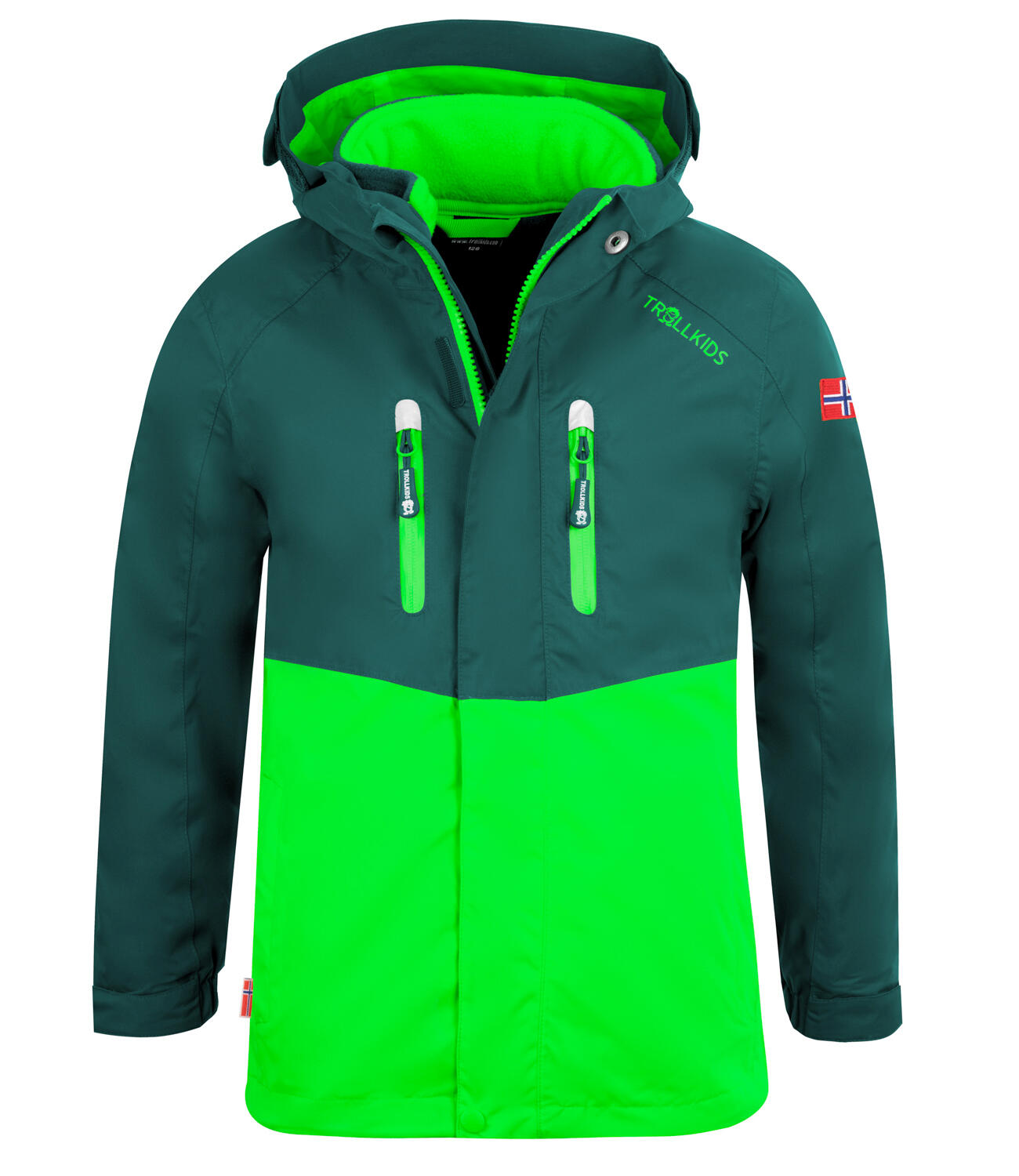 TROLLKIDS Kinder 3in1 Jacke Bryggen Wasserdicht Dunkelgrün / Hellgrün