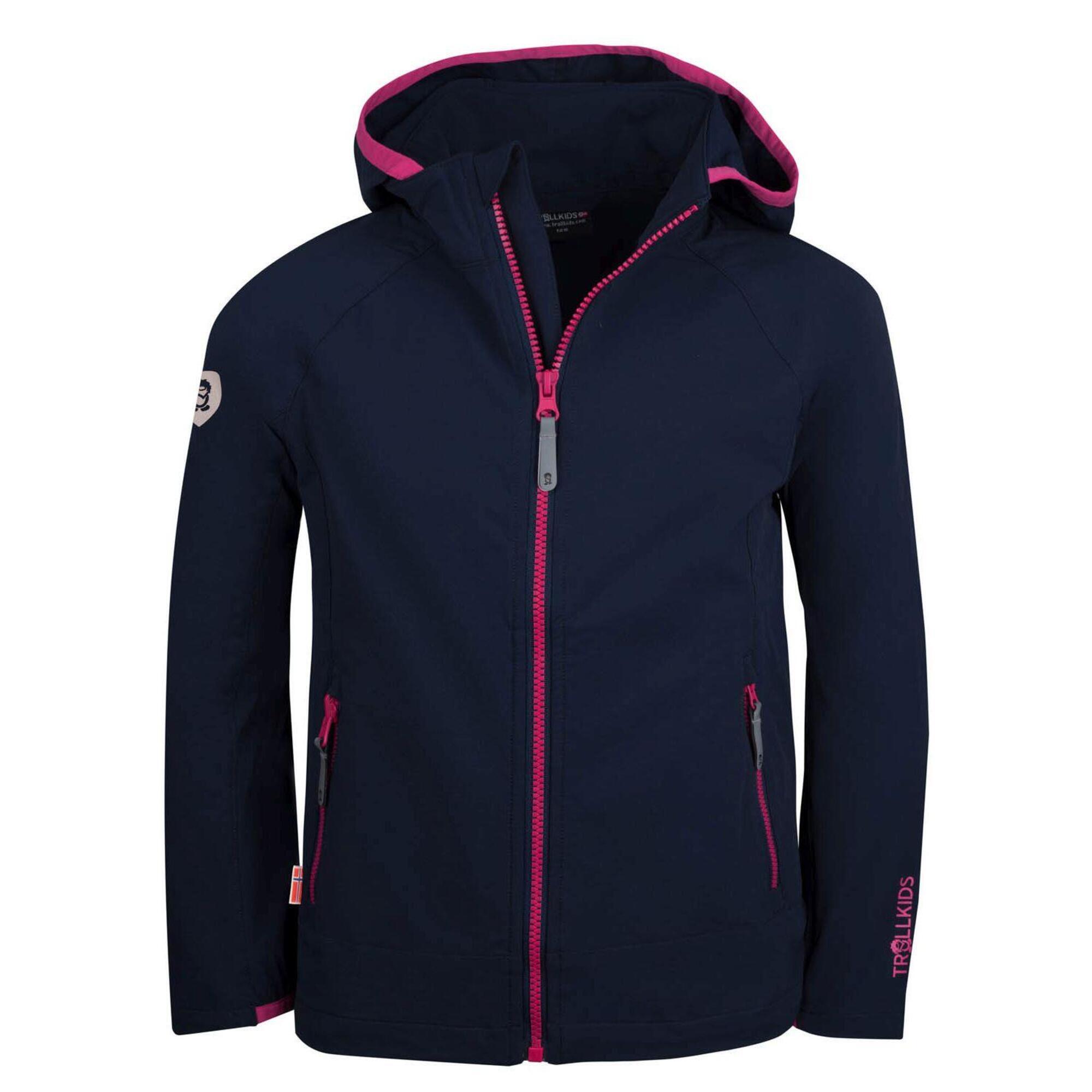 Kvalvika girls' softshell jacket navy blue/magenta