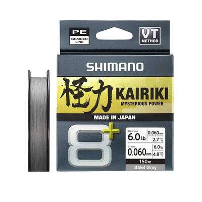 Filo da pesca intrecciato Shimano Kairiki 8+ 150m Grigio