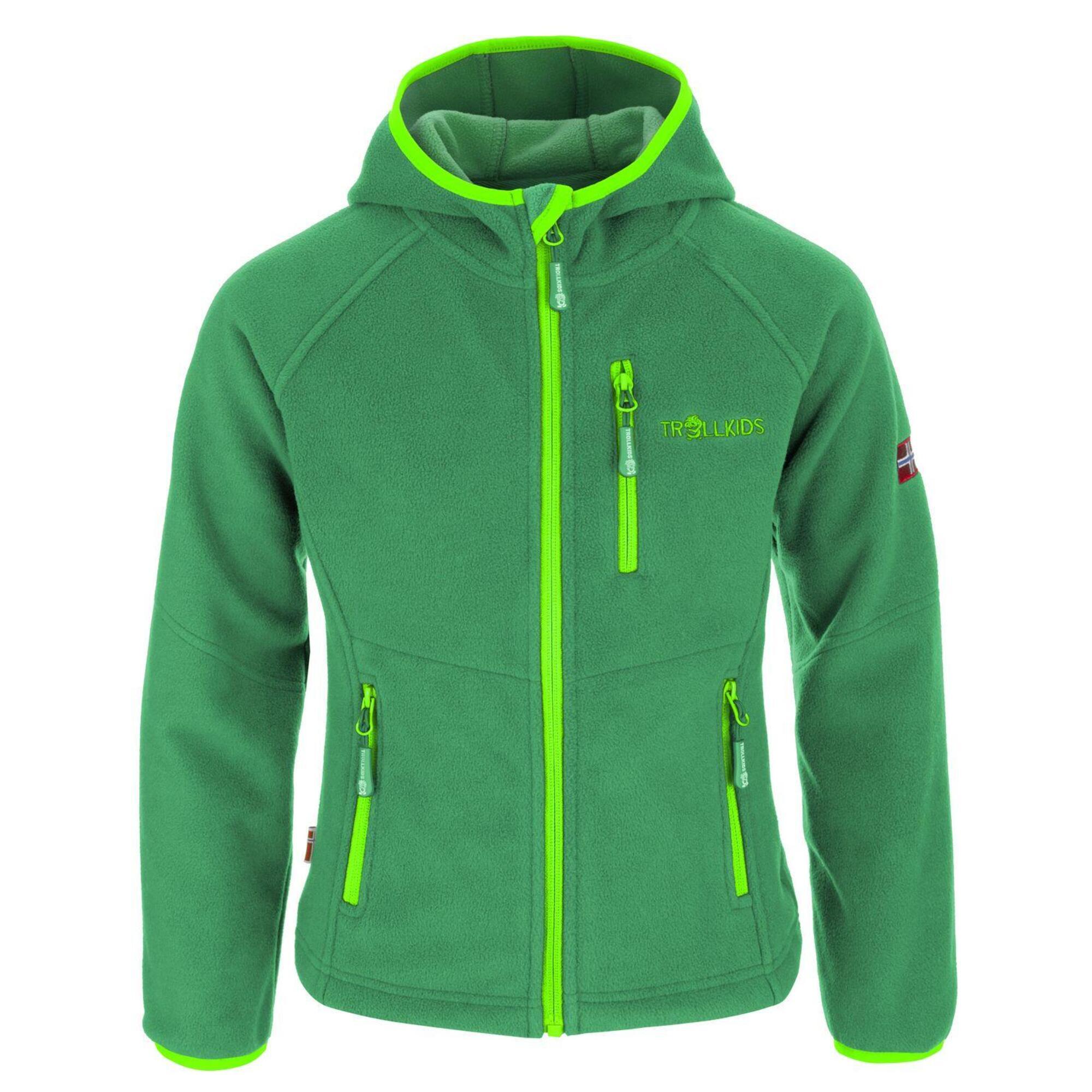 Stavangar children's windproof fleece jacket dark green / light green