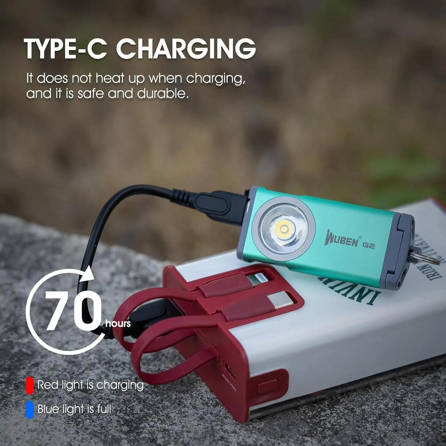 Wandern – Schlüsselbundlampe Grün, USB-C, 500 lm – WUBEN G2 7/13