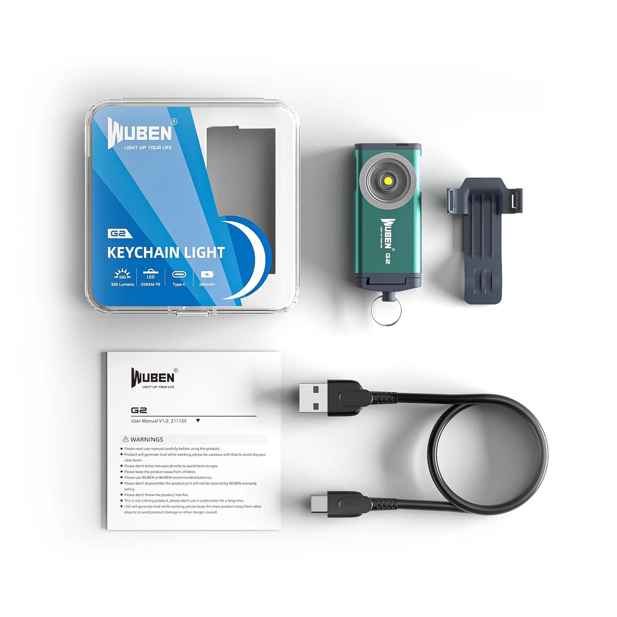 Wandern – Schlüsselbundlampe Grün, USB-C, 500 lm – WUBEN G2 13/13