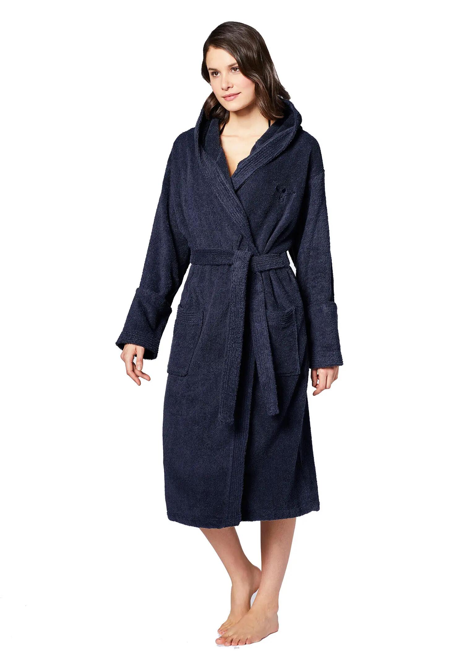 Chiemsee Unisex Bademantel mit Kapuze 100% Baumwolle Gr.S - XXL dunkelblau 5/7