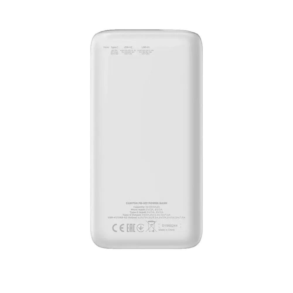 Externe batterij Canyon PB-301 30000mAh QC 3.0 Wit 3/3