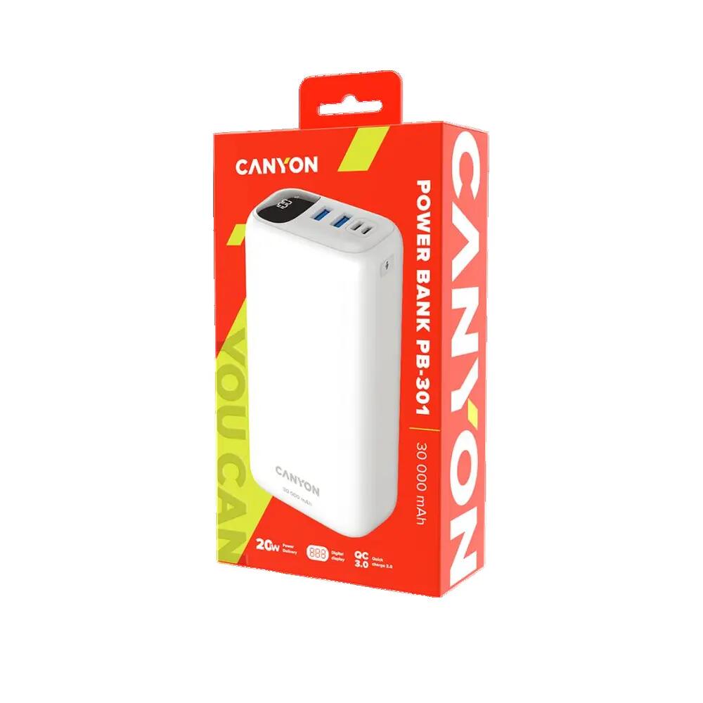 Externe batterij Canyon PB-301 30000mAh QC 3.0 Wit 2/3