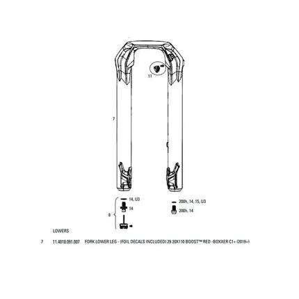 Vélo de montaña RockShox Boxxer C1 2019+ 29 Boost Último Rojo