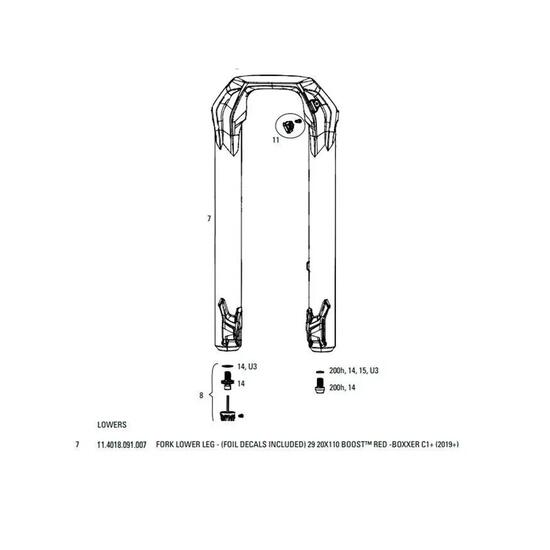 Vélo de montaña RockShox Boxxer C1 2019+ 29 Boost Último Rojo